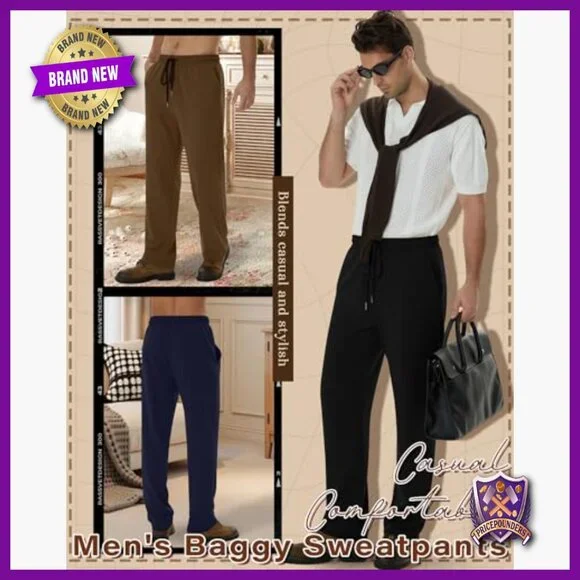 5 Pack Men's Sweatpants Straight Leg Joggers Elastic Drawstring Pockets